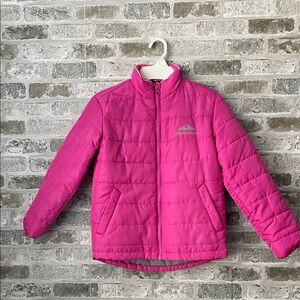 Eddie Bauer Girl’s Small 7/8 Puffer Jacket Full Zip Pink Magenta